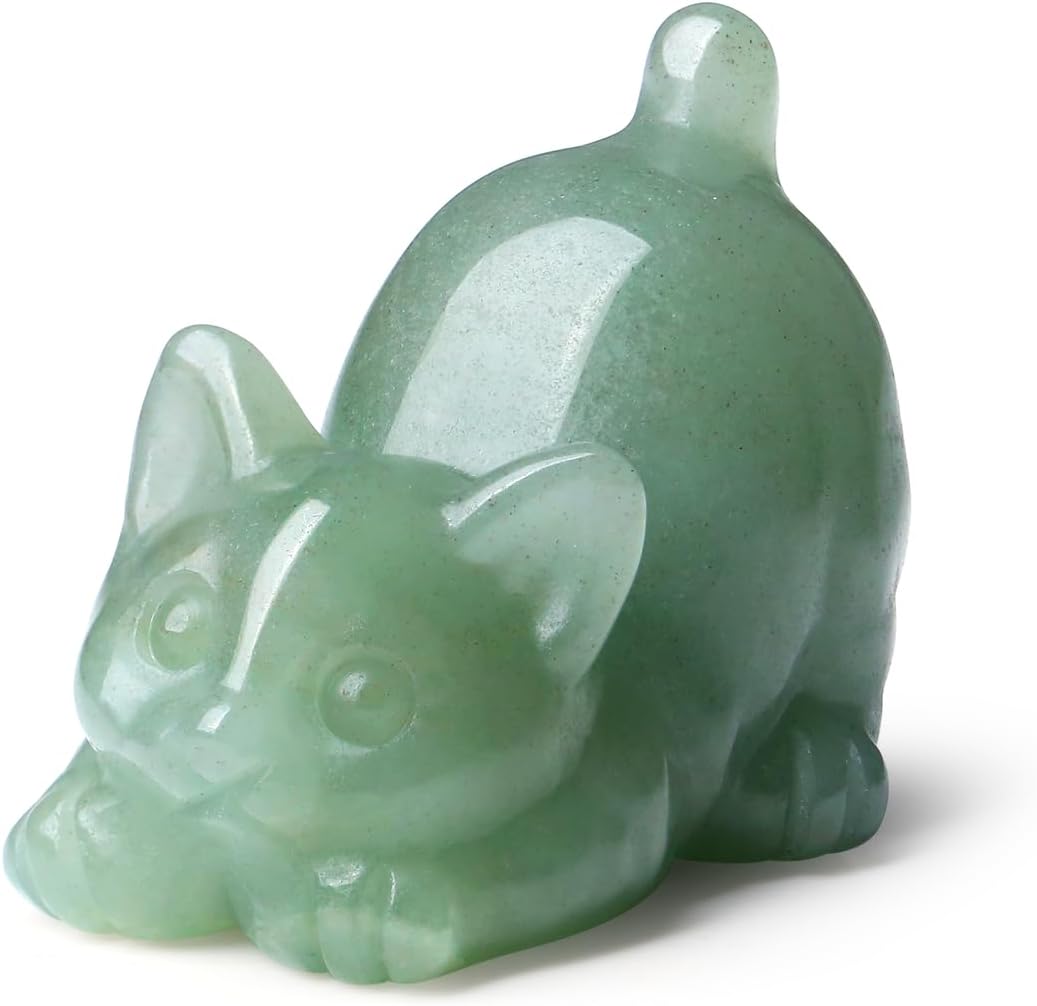 NUKAYAI Green Aventurine Cat Figurine